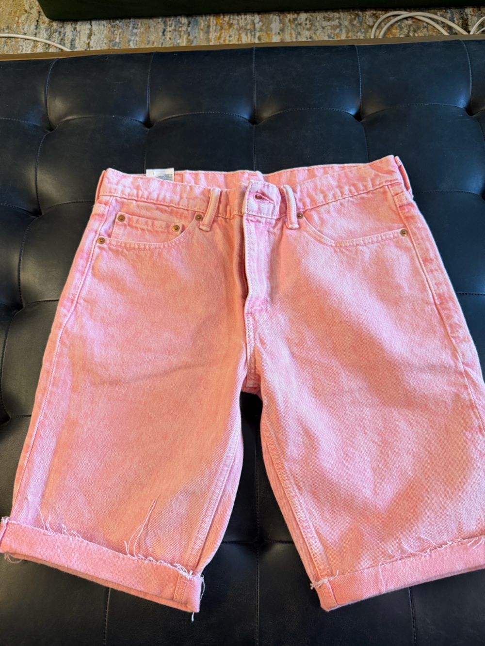 Levi’s coral pink long denim short